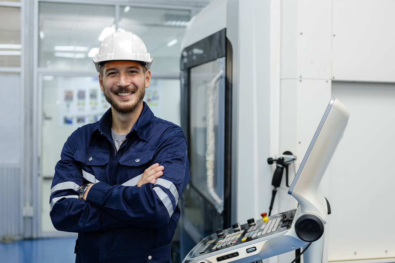 Image of the Rheinmetall RWM UK careers page for the current recruiting campaign, showing a blue-collar worker