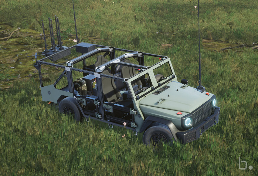 Exploration of the Light Air Assault Vehicle CARACAL in virtual reality (variant: radio vehicle with communication equipment)