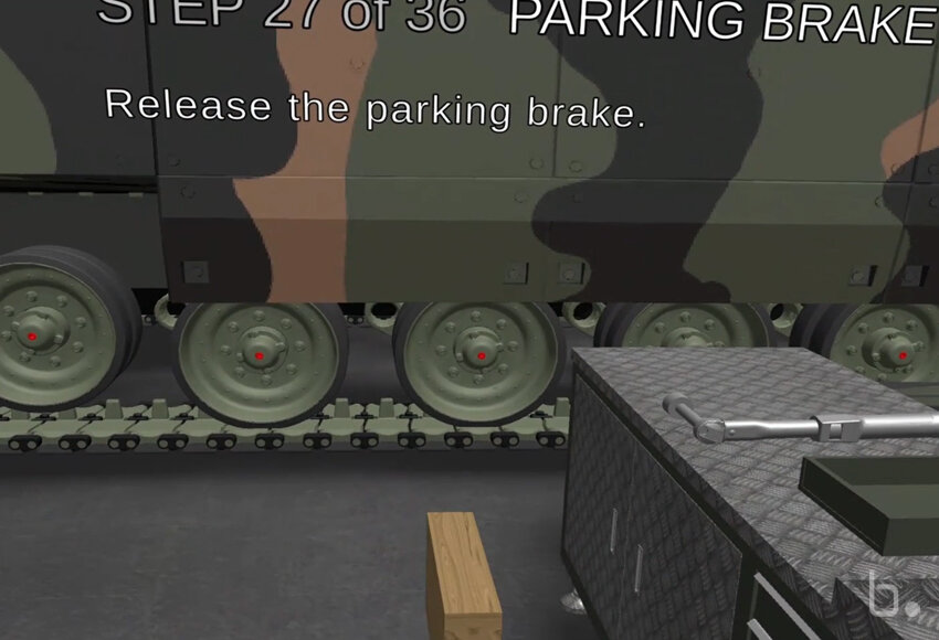 Step-by-step instructions for changing a road wheel on the LYNX in virtual reality