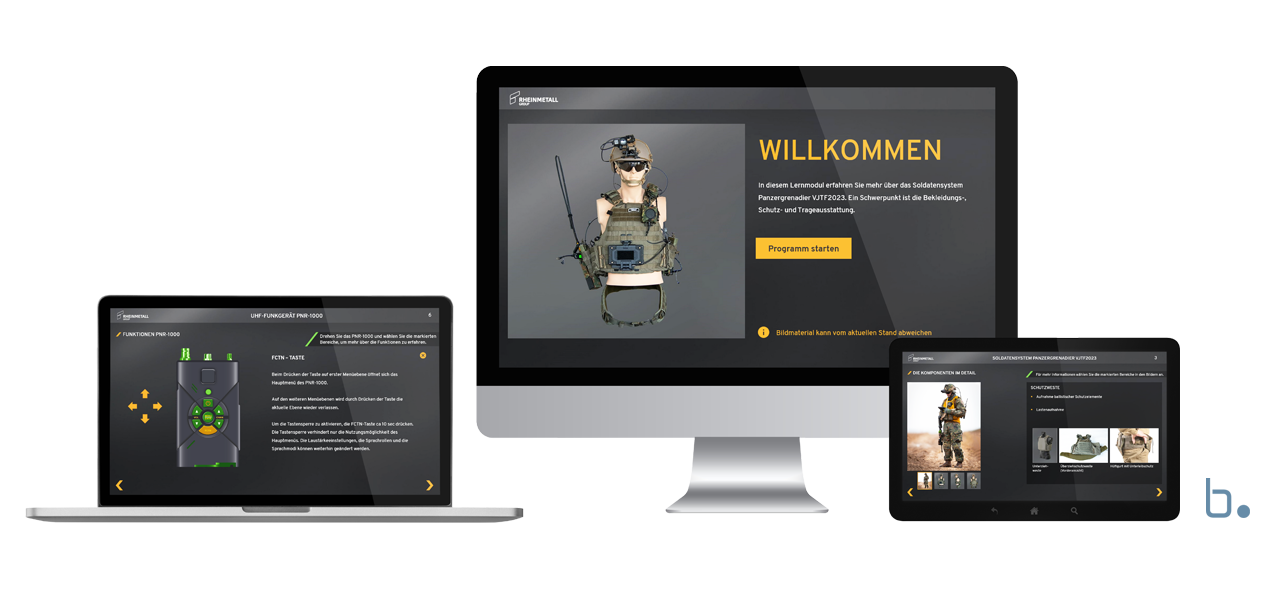 Interactive learning units on the components and functions of the Future Soldier System to impart knowledge of the system and enable safe and professional operation