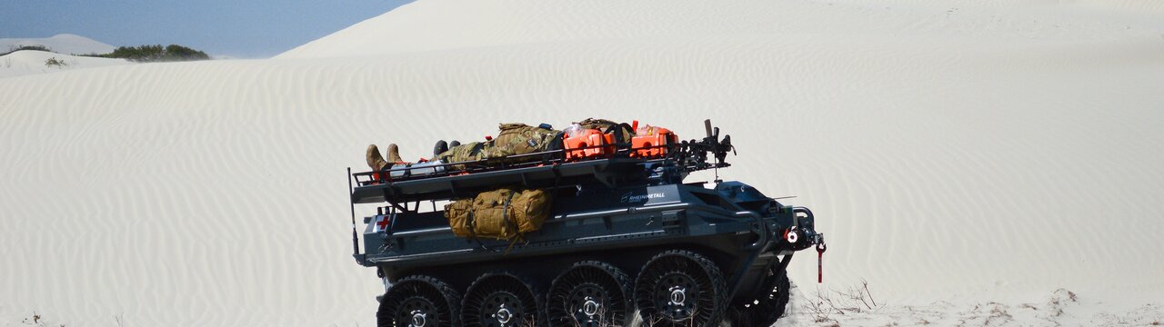 The UGV transporting the wounded.