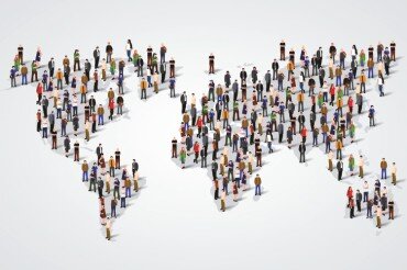 Menschen bilden Amerika und Europa